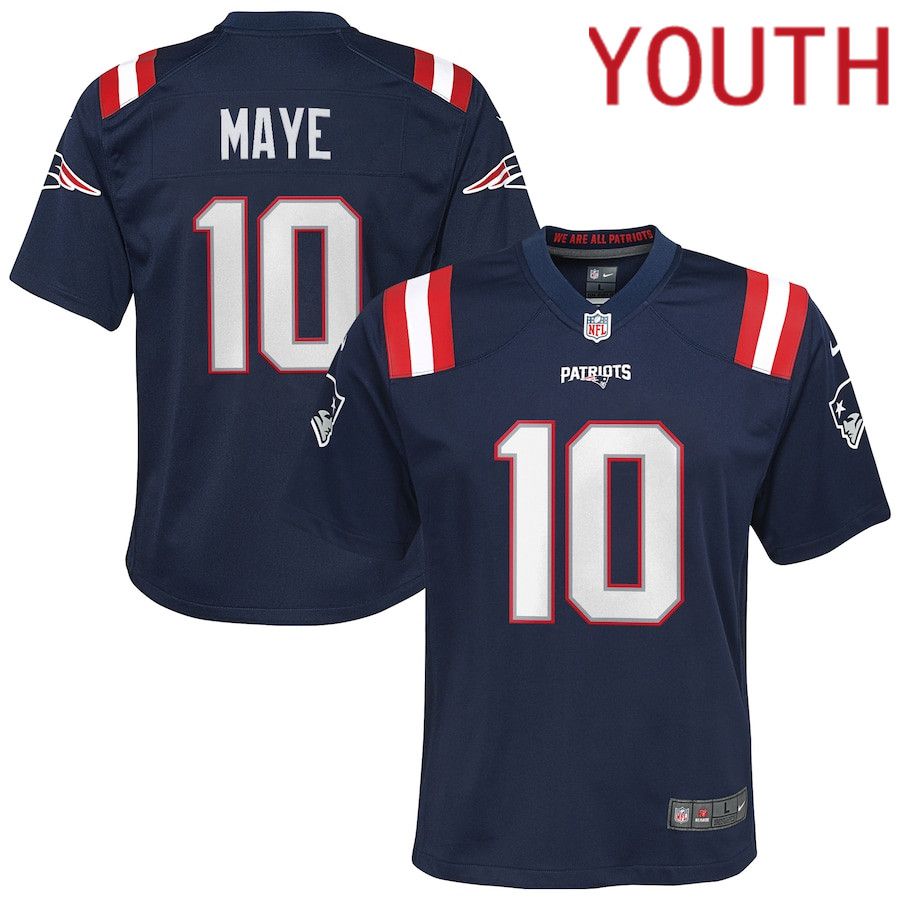 Youth New England Patriots #10 Drake Maye Nike Navy 2024 NFL Draft First Round Pick Player Game Jersey